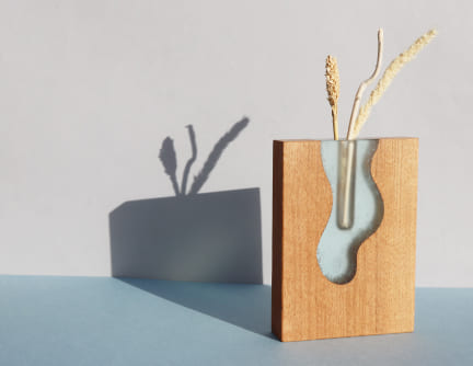 soliflore vase bois résine effet eau